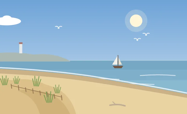 Sandy coast in each season